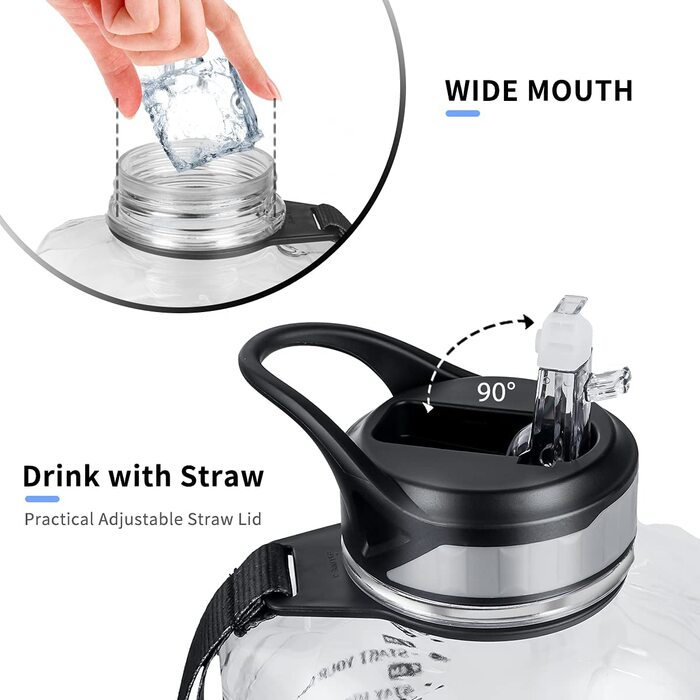 COVACURE Water Bottle Sport - 2.2L Large Water Bottle, BPA Free, Leak-Proof, for Fitness, Gym, Home, Office, Outdoor (Transparent)