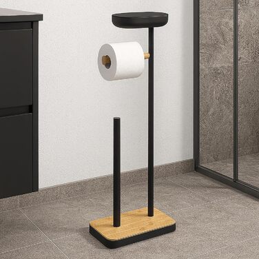 Підставка для туалетного паперу Relaxdays з полицею, 68x20,5x16 см, білий/натуральний колір