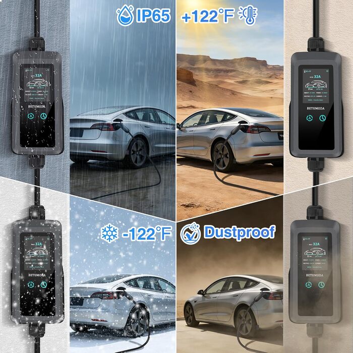 Зарядний кабель Type 2 Schuko 3.68kW 6-16A для електромобіля та PHEV, 7м, з LCD дисплеєм, IP65