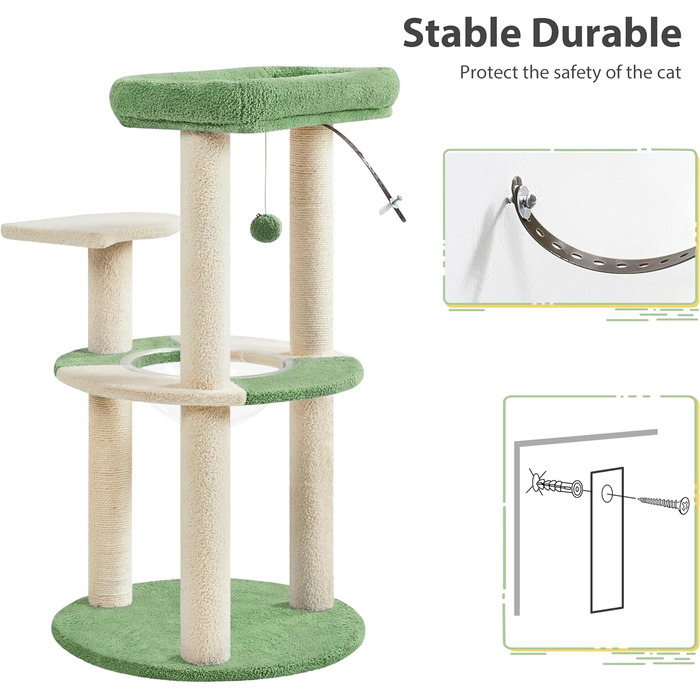 Yaheetech Cat Tree, Ocean Design Cat Tree, Cat Scratching Post, with Platform Space Capsule Sisal Posts, Stable Cat Climbing Tree, (Green/Beige)