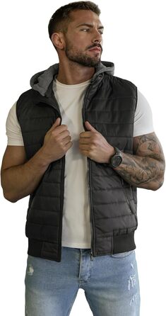 Чоловіча степкова жилетка OZONEEE з капюшоном, чорна, артикул 777/892KA (M)