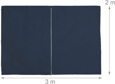 Relaxdays Pavilion Side Walls, 4-Piece Set, 2x3m, Side Panels, Window & Zipper, Waterproof, PE Plastic, Blue