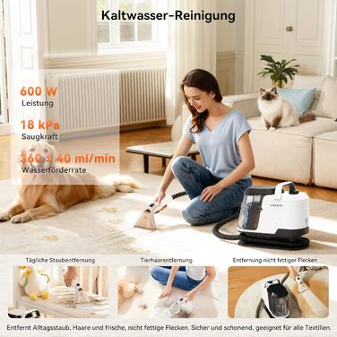 Uwant Y100 Пароочисник для диванів, килимів та авто. 3-в-1, 18KPA, 1750W, 65°C, самоочищення, 7 насадок та засіб для чищення, 2 роки гарантії