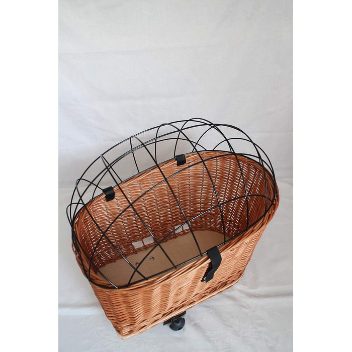 Корзина для велосипеда на багажник з плетеної лози з металевою сіткою та подушкою, XL або XXL. Без подушки - XXL