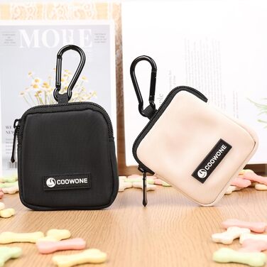 Сумка для ласощів для собак COOWONE з кликером, водонепроникна, з тримачем для пакетів, чорно-бежева