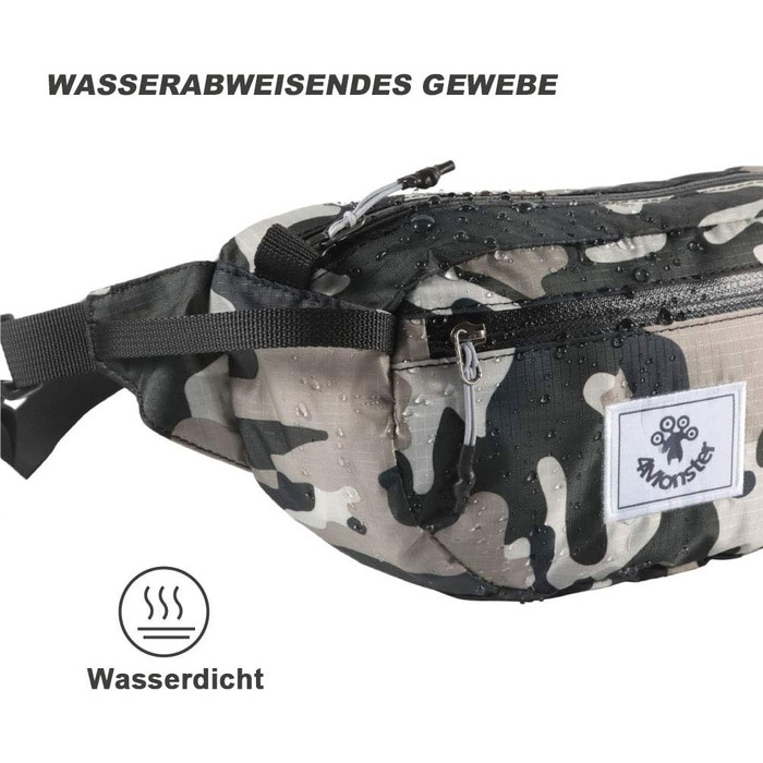 Чоловіча/Жіноча поясна сумка 2L 4Monster, водонепроникна, ультралегка, для туризму, подорожей, спорту, армійного стилю (Хакі)