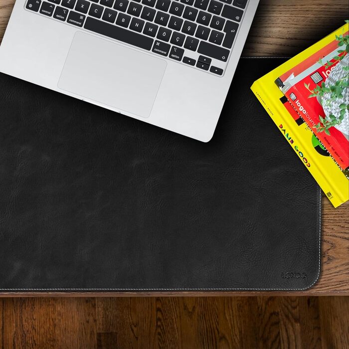 Мишка Londo Echtleder – великий килимок для миші зі шкіри, чорний. Килимок для столу з антиковзким покриттям