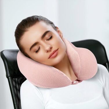 Подушка для шиї у вигляді їжачка, рожева, Memory Foam, для подорожей, авто, офісу, дому