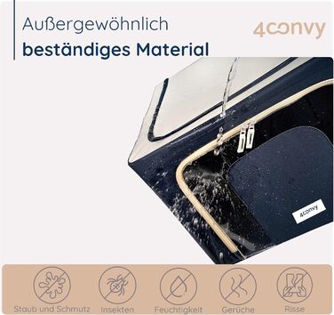 Sturdy Foldable Clothes Storage Box with Zipper, Metal Frame - [2024 IMPROVED MATERIAL] Bedding Storage Bag - Sturdy Clothes Storage Box - 2x66L