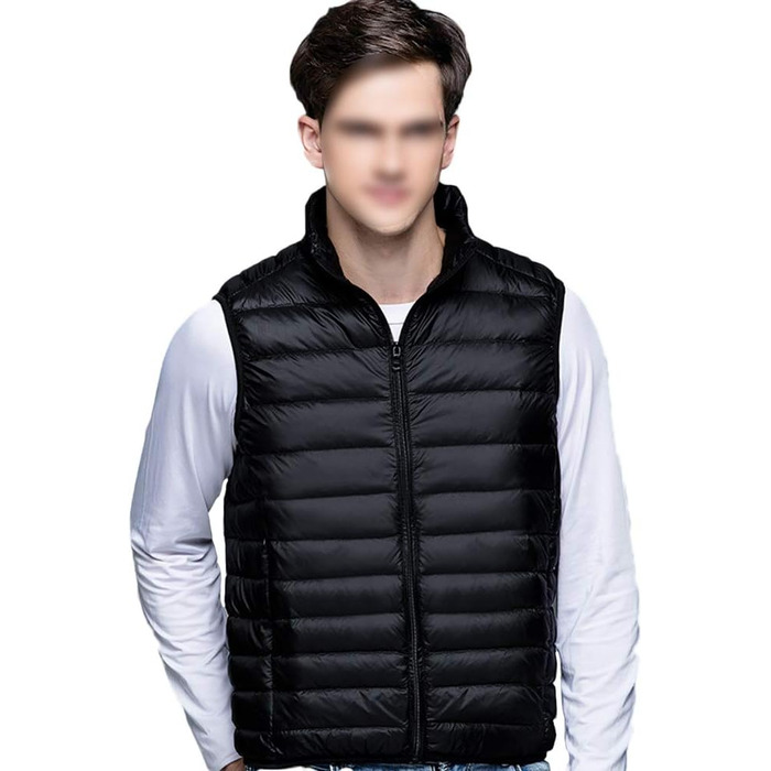 Чоловіча жилетка GUOCU з мікро-пуху, ультралегка, без рукавів, тепла зимова жилетка, чорна (L)