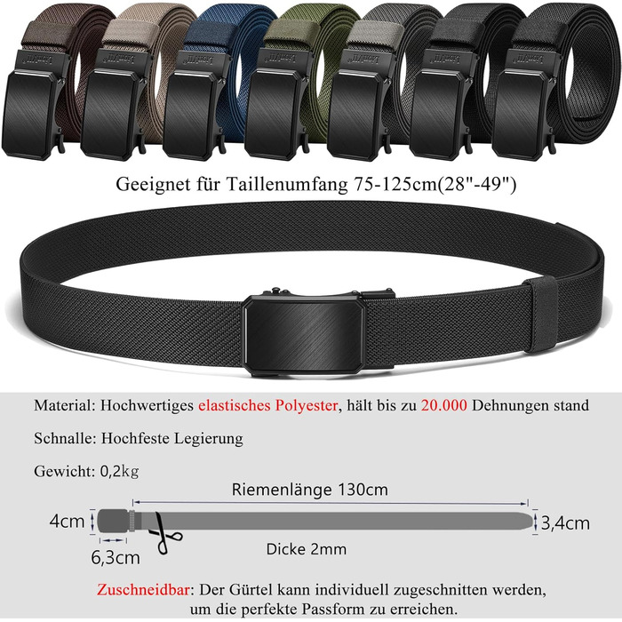 Пластиковий ремінь LionVII з автоматичною пряжкою для чоловіків, обхват талії 75-125 см (Кофе - Копер)