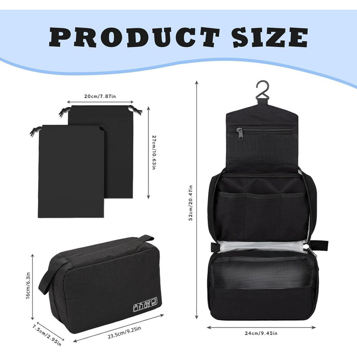 Чоловіча/жіноча косметичка для подорожей з гачком, велика, фіолетового кольору