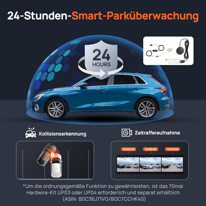 Відеореєстратор 70mai Dashcam A510 (передній+задній) 2.7K+1080P STARVIS, HDR, GPS, ADAS, 4G LTE, паркувальний режим, керування через додаток, 64GB SD карта