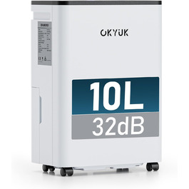 Електричний осушувач повітря OKYUK 12L з цифровим дисплеєм, для дому 40м², з автовимкненням, для кемпінгу, ванної кімнати, підвалу (білий)