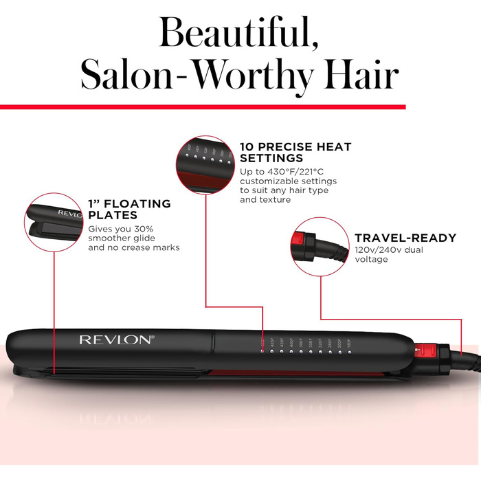 Revlon SmoothStay 25mm Coconut Oil Infused Flat Iron with Travel Pouch - RVST2211P