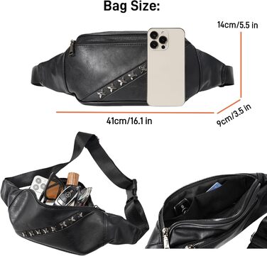 Чоловіча поясна сумка на ремінь з натуральної шкіри, чорна. Ідеальна для подорожей, активного відпочинку та хайкінгу.