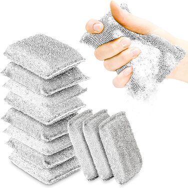 Kitchen scrubbing sponges – durable, scratch-resistant, sponges in 1 color – non-metallic multi-surface scrubbing sponge for quick cleaning. 12 pieces