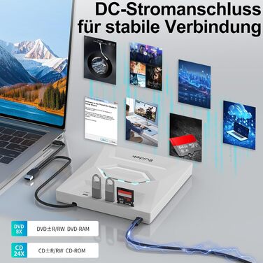 Зовнішній CD/DVD-привід SUIDEK для ноутбука та ПК, DVD +/-RW записувач з SATA 2.5