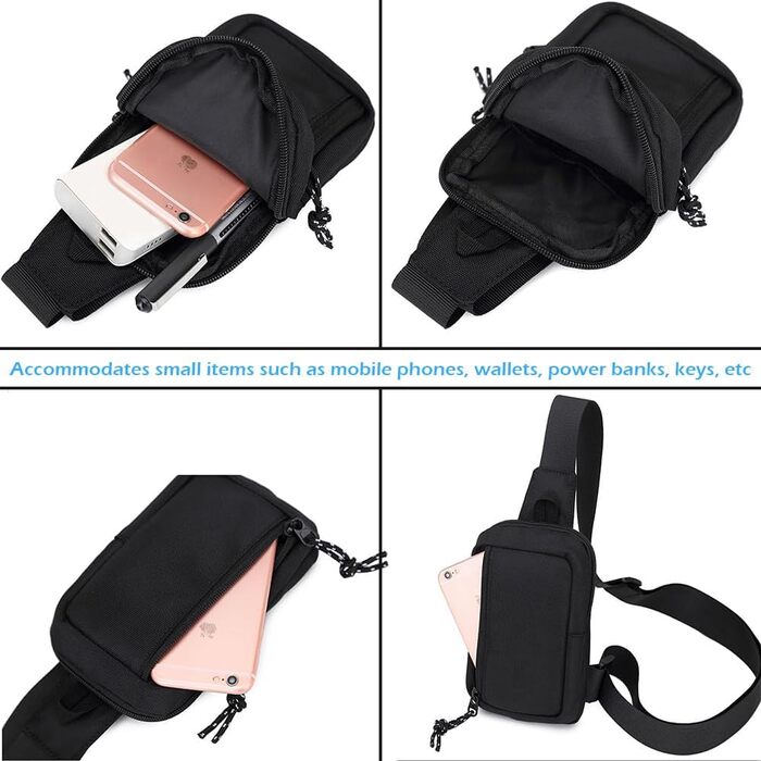 Чоловіча та жіноча поясна сумка-рюкзак для телефону, спортивна, водонепроникна, для активного відпочинку, кемпінгу, подорожей, фітнесу, велосипеду (чорна)
