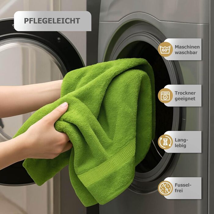 Набір рушників для рук Class Home Collection Ftee, 100% бавовна, м'які та гігроскопічні, з петелькою для підвішування, яблучно-зелені, 30x50 см, 10 шт.
