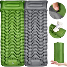 Self-Inflating Camping Mat with Integrated Support Belt - Durable & Moisture-Resistant Travel Pad for Camping, Indoor/Outdoor Use, Hiking (196x130x9cm)