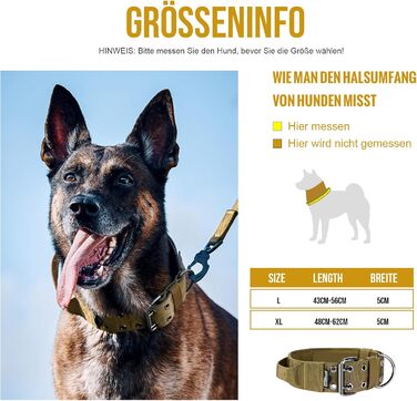 OneTigris Пояс для собак 5 см з ручкою та патчем, великі породи (XL, Коричневий)