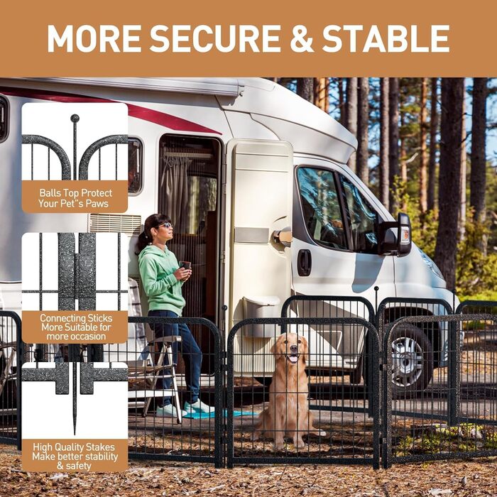 Металевий вольєр для собак, 61 см, 24 панелі: ідеальний загін для великих, середніх та маленьких собак, для дому та вулиці, кемпінгу, двору та автодому