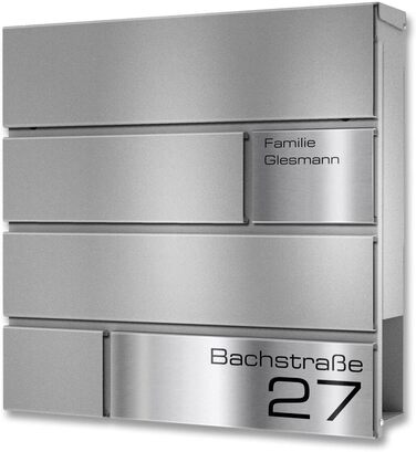 Поштова скринька Metzler G антрацит RAL 7016, з гравіюванням та табличкою з нержавіючої сталі, настінна, 37x37x10.5 см