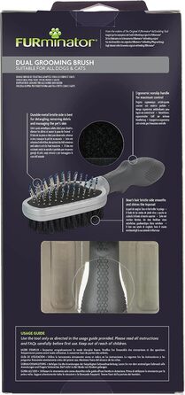 FURminator подвійний гребінець для собак та котів - 2 в 1 для догляду за шерстю, видалення котушок, відмерлого волосся та бруду