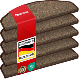London Pro Stair Treads - 15 Piece Set - Non-Slip Carpet Stair Treads, 25x65 cm (Brown)
