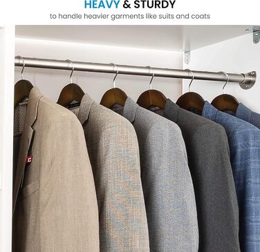 Дерев'яні вішалки для одягу – набір 6 шт. – міцні вішалки з широкими плечима, 6,3 см вигин для піджаків та костюмів, вішалки для штанів з висувним перекладином