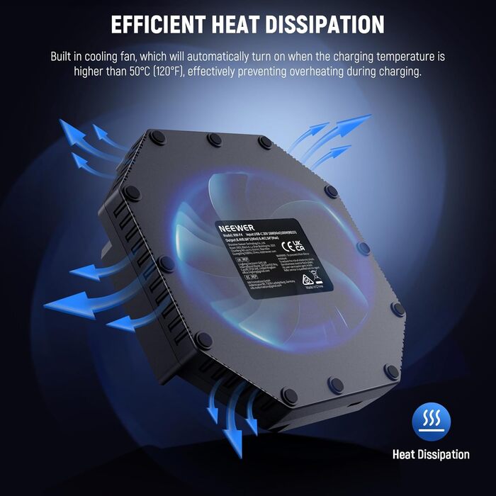 Зарядний пристрій NEEWER Micro USB для акумуляторів Sony NP-F550/F750/F960/F970, NP-FM50/FM70/FM90, QM71D, 91D, NP-F500H/F55H, 4-канальна зарядка з 4 акумуляторами