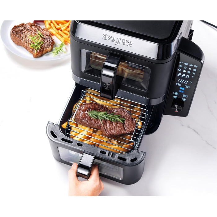 Фритюрниця Salter VertiCook View з вертикальним подвійним ящиком, 9л, 12 функцій, чорний