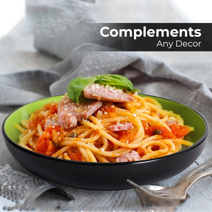 Набір посуду Miamio Le Papillon (24 частини) - 6 персон, тарілки, миски, чашки, супові тарілки, стеатова глина, зелений колір