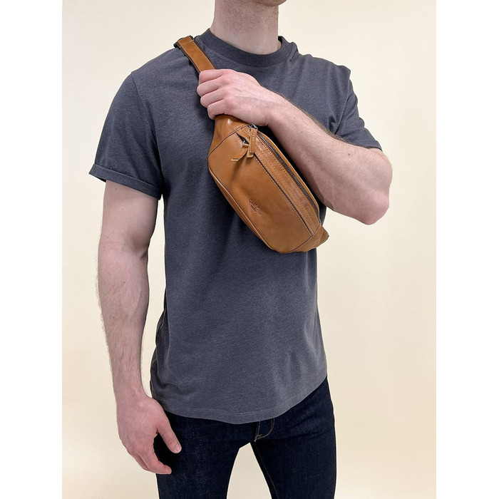 Чоловіча та жіноча поясна сумка Gusti Leather Spencer I з натуральної шкіри, регульований ремінь (волоський горіх)