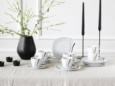 CreaTable Серія Square City Line, 12-piece Geschirrset для 6 осіб, порцеляновий сервіз, придатний для миття в посудомийній машині та мікрохвильовій печі, преміум-якість (кавовий сервіз на 18 осіб)