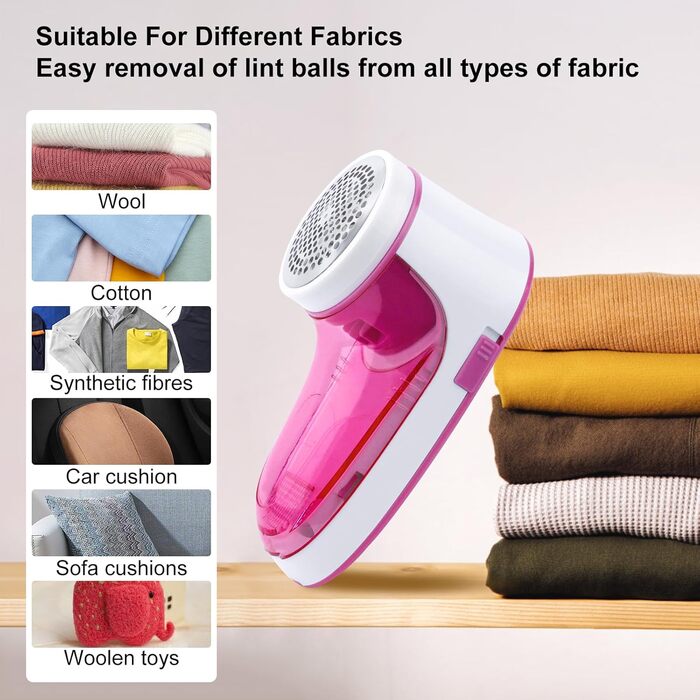Електричний видальник ворсу портативний, для одягу та вовни з USB кабелем та 2 запасними лезами (Рожевий)