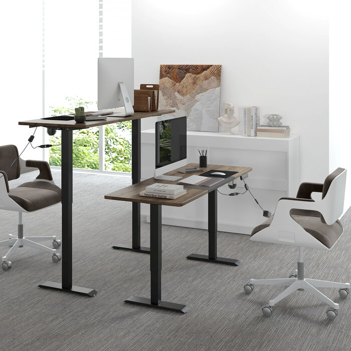 Vinsetto Electric Standing Desk Frame with Motor, Computer Desk, Height Adjustable, Standing Desk, Natural+Black, 140x70x72-116cm | Aosom