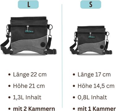 Сумка для кормів PetLove Leckerlibeutel для собак • З магнітною застібкою • З диспенсером для відходів • Можна використовувати як поясну сумку • Сіра S