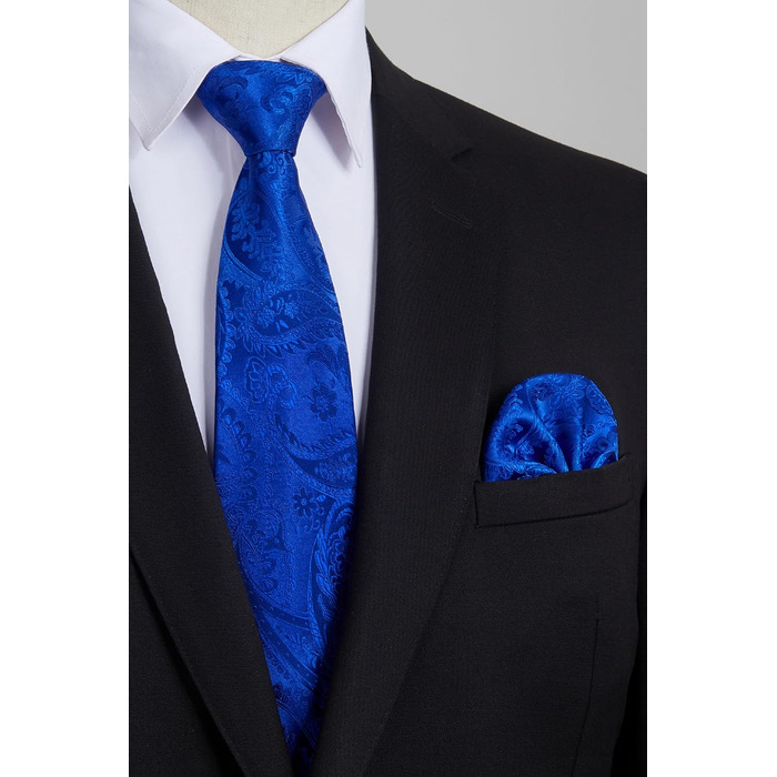 Чоловічий краватка та хустинка Enlision: Комплект з затискачем для краватки та запонками, королівський синій колір