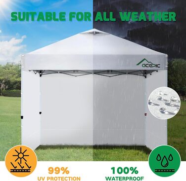 3 Side Walls for 3x3M Gazebo, Gazebo Side Wall for Garden Gazebo and Pop-Up Gazebo with Velcro, 210D Waterproof, Without Awning (White, 1 Side Wall)