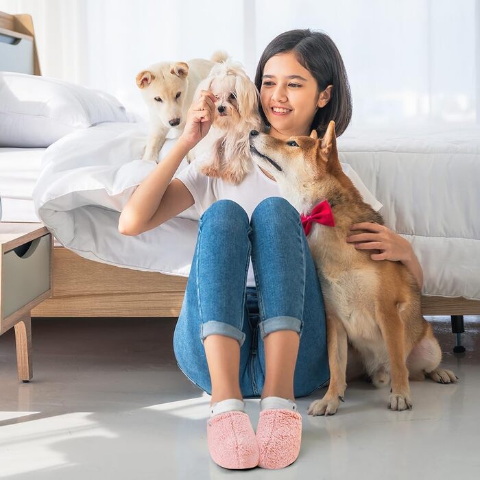 OFFCUP Теплі жіночі халапки-домашні тапочки з піни пам'яті, зимові, бавовняні, пухнасті, для дому та вулиці, рожеві, розміри 40-41