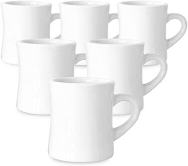 Serami Original Coffee Mug Set, 325 ml, White, Ceramic Mugs, ideal for kitchen, travel, and hot tea, Retro Waffle House Cup with Handle, Durable Coffee Mugs (Set of 6)
