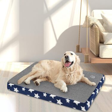 Лежанка для собак EMPSIGN, м'яка подушка для клітки, вологостійкий лежак для маленьких собак, знімний та пральний чохол, розмір XL (107x71x6.6 см), колір блакитний