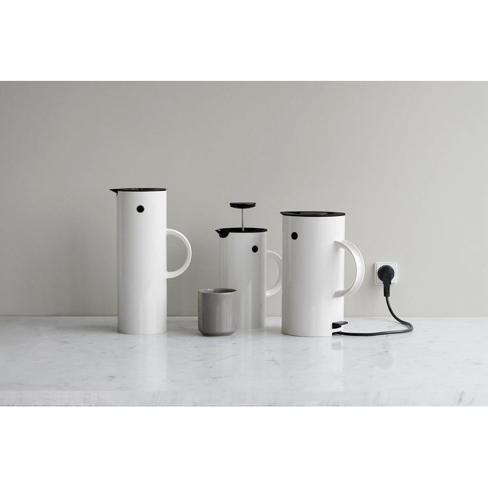 Термос Stelton EM77 - 1 літр, білий. Зберігає тепло та холод, з скляною вставкою, магнітний замок, для чаю та кави, вінтажний дизайн