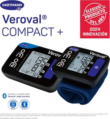 Тонометр VEROVAL BiManán Compact - цифровий, на зап'ястя, автоматичний, для точного вимірювання, 200 значень, універсальний розмір (22-42 см)