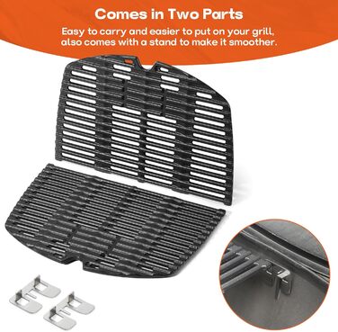 Решітка для гриля Onlyfire з чавуну, сумісна з Weber Q200, Q220, Q240, Q2000, Q2200, Q2400 (замінник Weber 7645, 2 шт.)