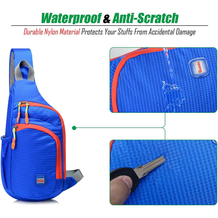 Водонепроникний рюкзак-слінг з нейлону з нагрудною кишенею для чоловіків та жінок, Gisdanchz, 36*18*9 см, в клітинку, зелений