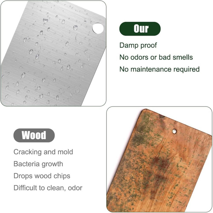 Нержавійна дошка для нарізання з нержавіючої сталі, 2 шт. (14,5 x 23,5 см), Titanium, двостороння, легко миється, антибактеріальна, для м'яса, овочів, фруктів