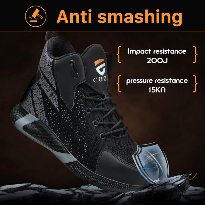 Зручні захисні черевики для чоловіків та жінок. Легкі робочі черевики з металевим підноском, спортивного стилю, антиковзаюча підошва, дихаючі, розміри 37-46 EU, зелені (43 EU, чорні)